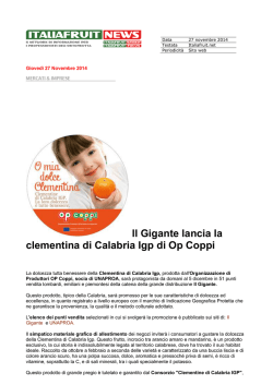 Il Gigante lancia la clementina di Calabria Igp di Op Coppi