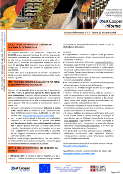 Circolare informativa n° 17 - Torino, 22 dicembre 2014 L.R. 63/78
