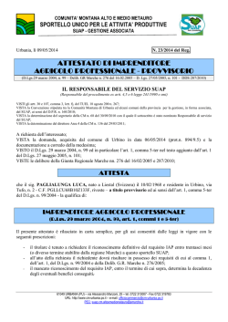 ATTESTATO DI IMPRENDITORE AGRICOLO PROFESSIONALE