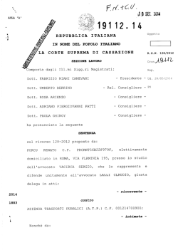 Cassazione civile, Sez. lav., 10 settembre 2014 n.