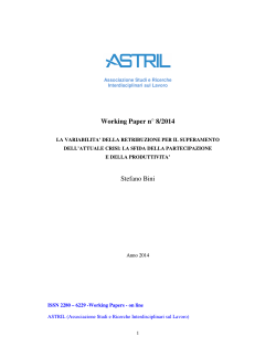 Working Paper n° 8/2014 Stefano Bini