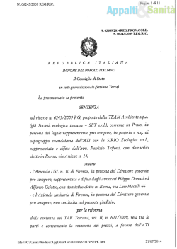 Il testo della sentenza del Consiglio di Stato, sez