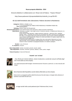 Nuove proposte didattiche - 2014 Itinerario didattico in