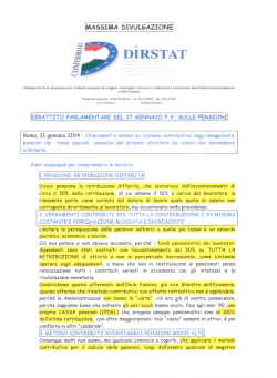 Documento su dibattito parlamentare del 27 Gennaio p.v.