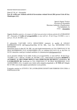 Ditta H.T.M. srl - Alessandria Fase di verifica per richiesta attivit&agrave; di