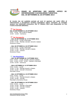 1 Iat Verona Iat Aeroporto Iat Peschiera ORARI DI APERTURA DEI