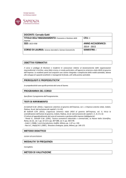 Economia e gestione delle imprese 9cfu 1&deg;can. a.a.2014-2015