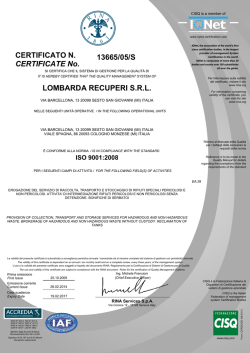 13665/05/S LOMBARDA RECUPERI S.R.L. CERTIFICATE No