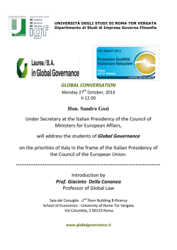 GLOBAL CONVERSATION Hon. Sandro Gozi Under Secretary at