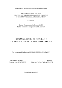 i carmina docta di catullo e le argonautiche di apollonio rodio
