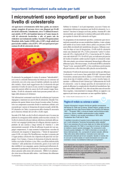 I micronutrienti sono importanti per un buon livello di colesterolo