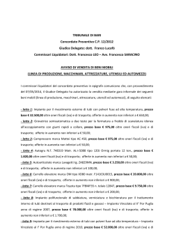 TRIBUNALE DI BARI Concordato Preventivo C.P. 12