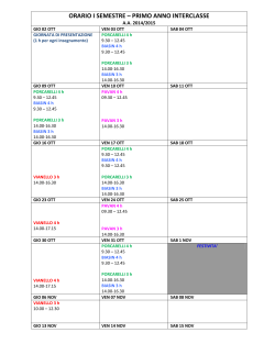 ORARIO I SEMESTRE – PRIMO ANNO INTERCLASSE