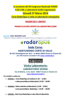 Corso RADAR 27 Marzo- visita laboratori Sodini