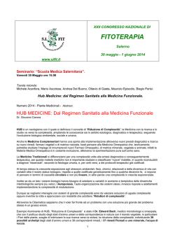 HUB MEDICINE dal Regimen Sanitatis alla Medicina Funzionale