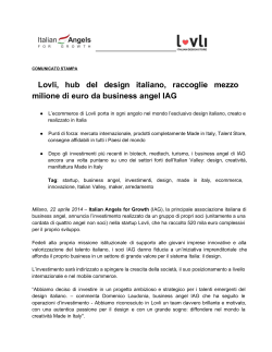 Lovli, hub del design italiano, raccoglie mezzo milione di euro da