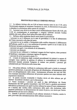 Protocollo Udienze Penali Tribunale di Pisa approvato e sottoscritto