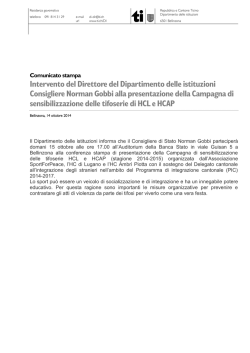 Intervento del Direttore del Dipartimento delle istituzioni Consigliere