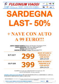 sardegna last- 50% + nave con auto a 99 euro!!!