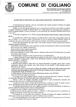 bando per il sostegno all´organizzazione del centro estivo 2014.