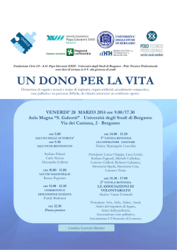 DONO PER LA VITA - 28 marzo - Associazione Cure Palliative