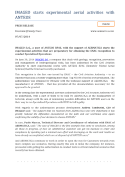 IMAGEO starts experimental aerial activities with ANTEOS