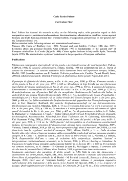 Carlo Enrico Paliero Curriculum Vitae Prof. Paliero has focused his