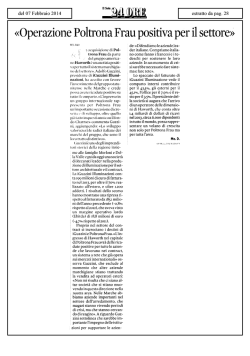 &laquo;Operazione Poltrona Frau positiva per il settore&raquo;