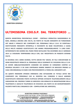 25.1.2014 ultimissima coo.s.p. dal territorio - Cosp-Puglia