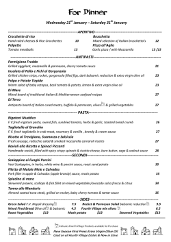Dinner Menu - Fourth Village Providore