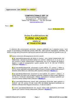 Turni vacanti - Specialistica ambulatoriale
