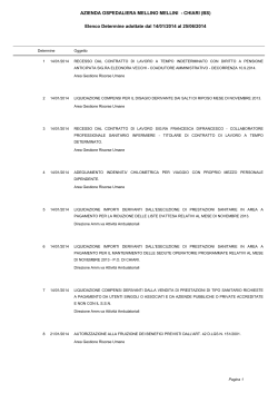 Elenco Determine adottate dal 14/01/2014 al 25/06/2014