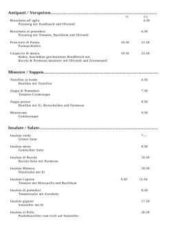 Speisekarte - Ristorante Pizzeria Steinbruch San Giorgio