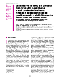 La malaria in aree ad elevata endemia del nord