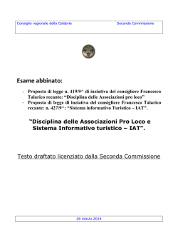 Disciplina delle Associazioni Pro Loco e Sistema informativo Turistico