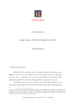 Discussione di J. Lacan, Altri scritti
