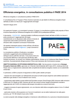 Efficienza energetica, in consultazione pubblica il PAEE 2014 (Casa