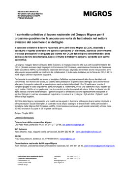 Il contratto collettivo di lavoro nazionale del Gruppo Migros per il