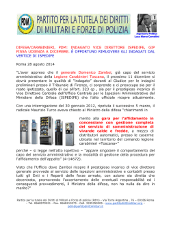 difesa/carabinieri, pdm: indagato vice direttore ispedife, gip fissa