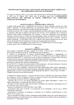Disciplinare di gara - Gazzetta Amministrativa