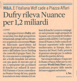 Dufry rileva Nuance per 1,2 miliardi