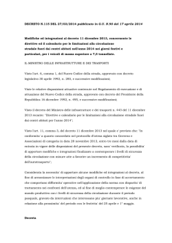 DECRETO N.115 DEL 27/03/2014 pubblicato in G.U. N.90 del 17