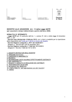 informativa incentivi alle assunzioni