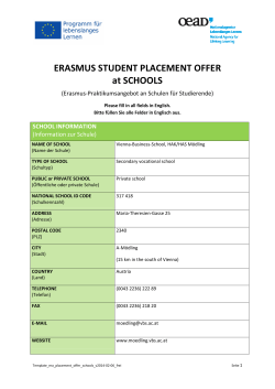 ERASMUS STUDENT PLACEMENT OFFER at SCHOOLS