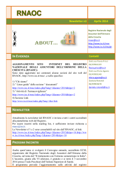 Newsletter n3 - aprile 2014 - Istituto Superiore di Sanità