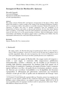 Immagini di Mos&egrave; (in Machiavelli e Spinoza)
