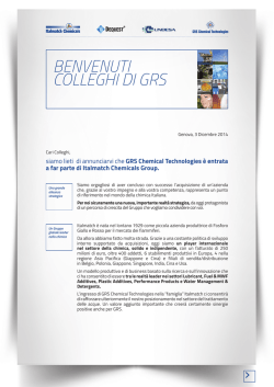 GRS Chemical Technologies &egrave; entrata a far parte di Italmatch
