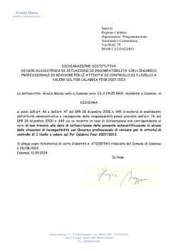 Grazia Mazza Spett.le Regione Calabria Dipartimento