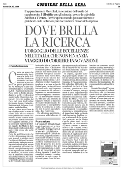 Dove brilla la ricerca (CORRIERE DELLA SERA)