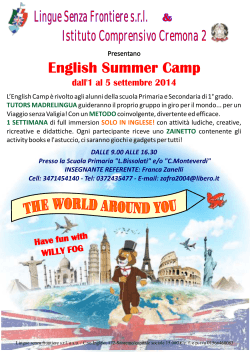 English Summer Camp - Scuola Primaria Claudio Monteverdi